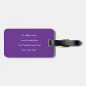 Étiquette À Bagage Monogrammes royales violettes Nom Cadeau cool Fave (Dos horizontal)