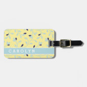 Étiquette À Bagage Monographie à motif floral jaune pastel mignon (Devant horizontal)