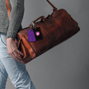 Étiquette À Bagage Monographie classique rouge violet élégant