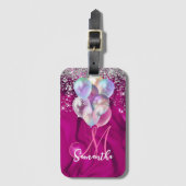 Étiquette À Bagage Monographie de bulle de parties scintillant en fau (Devant Vertical)