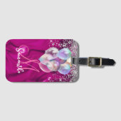 Étiquette À Bagage Monographie de bulle de parties scintillant en fau (Devant Horizontal)