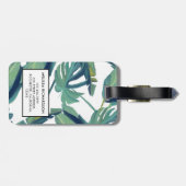 Étiquette À Bagage Monographie de feuilles de couleur verte tropicale (Dos horizontal)