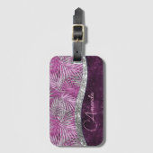 Étiquette À Bagage Monographie de feuilles de parties scintillant ros (Devant Vertical)