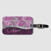 Étiquette À Bagage Monographie de feuilles de parties scintillant ros (Devant Horizontal)