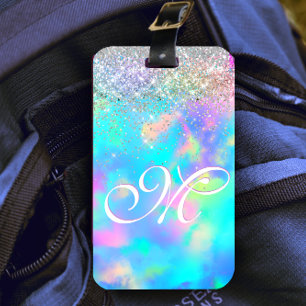 Étiquette À Bagage Monographie de la parties scintillant holographiqu