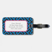 Étiquette À Bagage Monographie de motif géométrique à clé bleu modern (Dos horizontal)