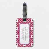 Étiquette À Bagage Monographie de motif géométrique abstrait rouge ch (Dos Vertical)