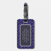 Étiquette À Bagage Monographie de motifs géométriques bleu-violet mod (Dos Vertical)