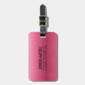 Étiquette À Bagage Monographie en aluminium brossé rose métallique (Devant Vertical)