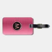 Étiquette À Bagage Monographie en aluminium brossé rose métallique (Dos horizontal)
