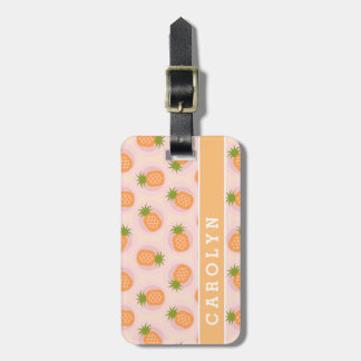 Étiquette À Bagage Monographie motif d'ananas rose rétro