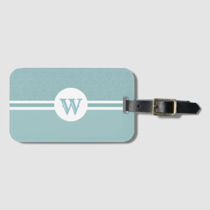 Étiquette À Bagage Monographie ronde personnalisable monogramme bleu