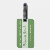 Étiquette À Bagage Monographie tropicale des feuilles verts et des fl (Dos Vertical)