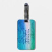 Étiquette À Bagage Monographie tropicale Plage bleu vert dénudée (Dos Vertical)