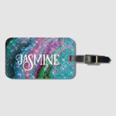 Étiquette À Bagage Monographie Whimsical ondulé bleu violet Parties s (Devant Horizontal)