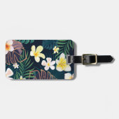 Étiquette À Bagage Monstère tropicale feuille plumeria fleurs bagages (Devant horizontal)