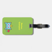 Étiquette À Bagage Monstre bleu mignon avec la légende drôle (Dos horizontal)