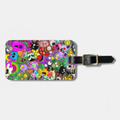 Étiquette À Bagage Monstres caractères mignons Motif d'Halloween (Devant horizontal)