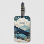Étiquette À Bagage Montagnes Bleues Blanches (Devant Vertical)