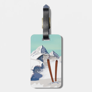 Étiquette À Bagage Montagnes de ski