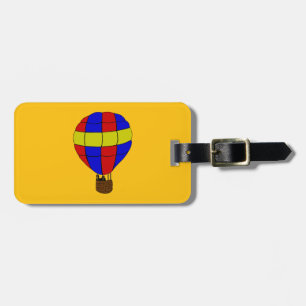 Étiquette À Bagage Montgolfière rouge, bleue et jaune