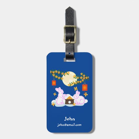 Étiquette À Bagage Moon Rabbit Mooncake Osmanthus (Devant Vertical)