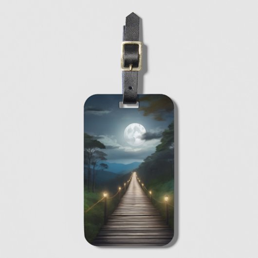 Étiquette À Bagage Moonlight Forest Path  (Devant Vertical)