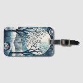 Étiquette À Bagage Moonlit Nordic Forest, personnalisable (Devant Horizontal)