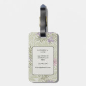 Étiquette À Bagage Morris Lavender & Motif Larkspur rose (Dos Vertical)