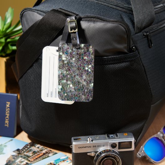 Étiquette À Bagage Mosaïque argentée aux couleurs éclatantes (Recto & Verso)