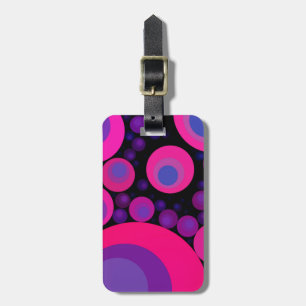 Étiquette À Bagage Mosaïque circulaire rose fluo