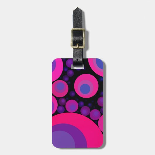 Étiquette À Bagage Mosaïque circulaire rose fluo (Devant Vertical)