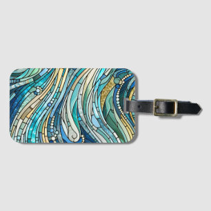 Étiquette À Bagage Mosaïque d'art fin sarcelle de mer de vagues