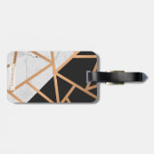 Étiquette À Bagage Mosaïque de marbre d'or noire et blanche (Dos horizontal)