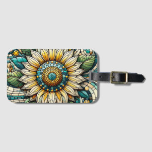 Étiquette À Bagage Mosaïque de verre coloré de tournesol