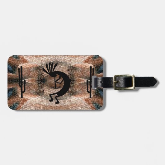 Étiquette À Bagage Mosaïque du désert sud-ouest de Kokopelli (Devant horizontal)
