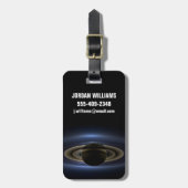 Étiquette À Bagage Mosaïque Du Système Saturne Rétro-Éclairé Par Le S (Devant Vertical)