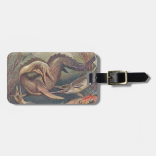 Étiquette À Bagage Mosasaurus vintage contre la copie d'Ichthyosaurs