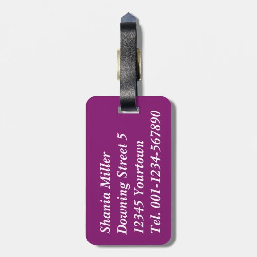 Étiquette À Bagage Mosquée Silhouette Purple Night - Balise Bagage (Dos Vertical)