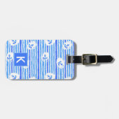 Étiquette À Bagage Motif 1 d'Ancre d'aquarelle de monogramme (Devant horizontal)