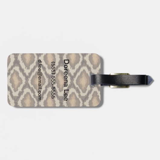 Étiquette À Bagage Motif 2 de peau de serpent de python (Dos horizontal)