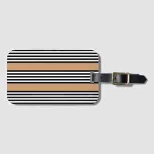 Étiquette À Bagage Motif à cinq bandes noir et blanc avec bronzage