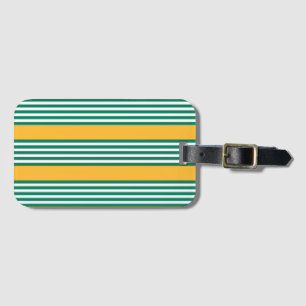 Étiquette À Bagage Motif à cinq bandes vert et blanc avec jaune