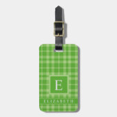 Étiquette À Bagage Motif À damiers vert foncé customisé (Devant Vertical)