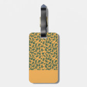 Étiquette À Bagage Motif à feuilles orange et verte (Dos Vertical)