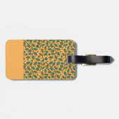 Étiquette À Bagage Motif à feuilles orange et verte (Dos horizontal)