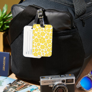 Étiquette À Bagage Motif à fleurs - Citron jaune et blanc