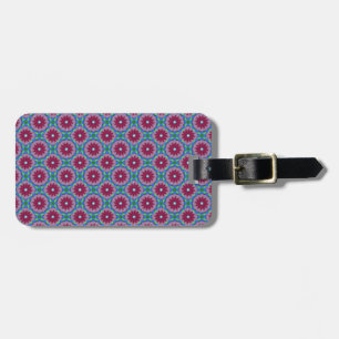 Étiquette À Bagage Motif à fleurs magenta, rose et verte