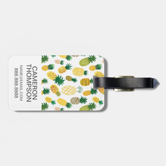 Étiquette À Bagage Motif à la mode d'ananas de photo faite sur (Dos horizontal)