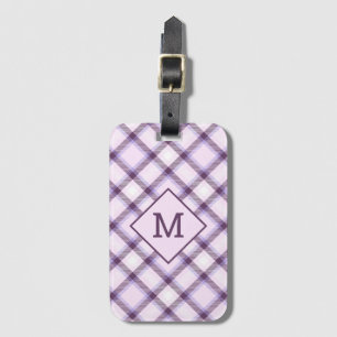 Étiquette À Bagage Motif à monogramme personnalisé carreaux / tartan